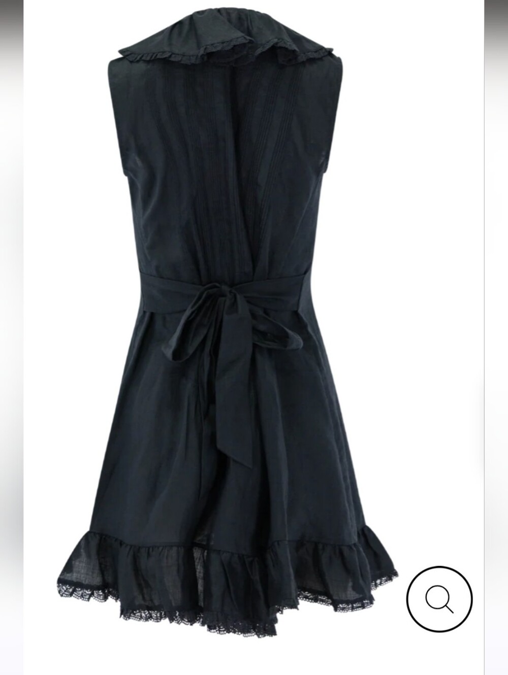 Magaschoni NWT 100% Cotton Black Ruffle-Front Sleeveless Mini Dress - Picture 10 of 11